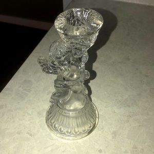 Crystal glass angel 6.5” candle holder